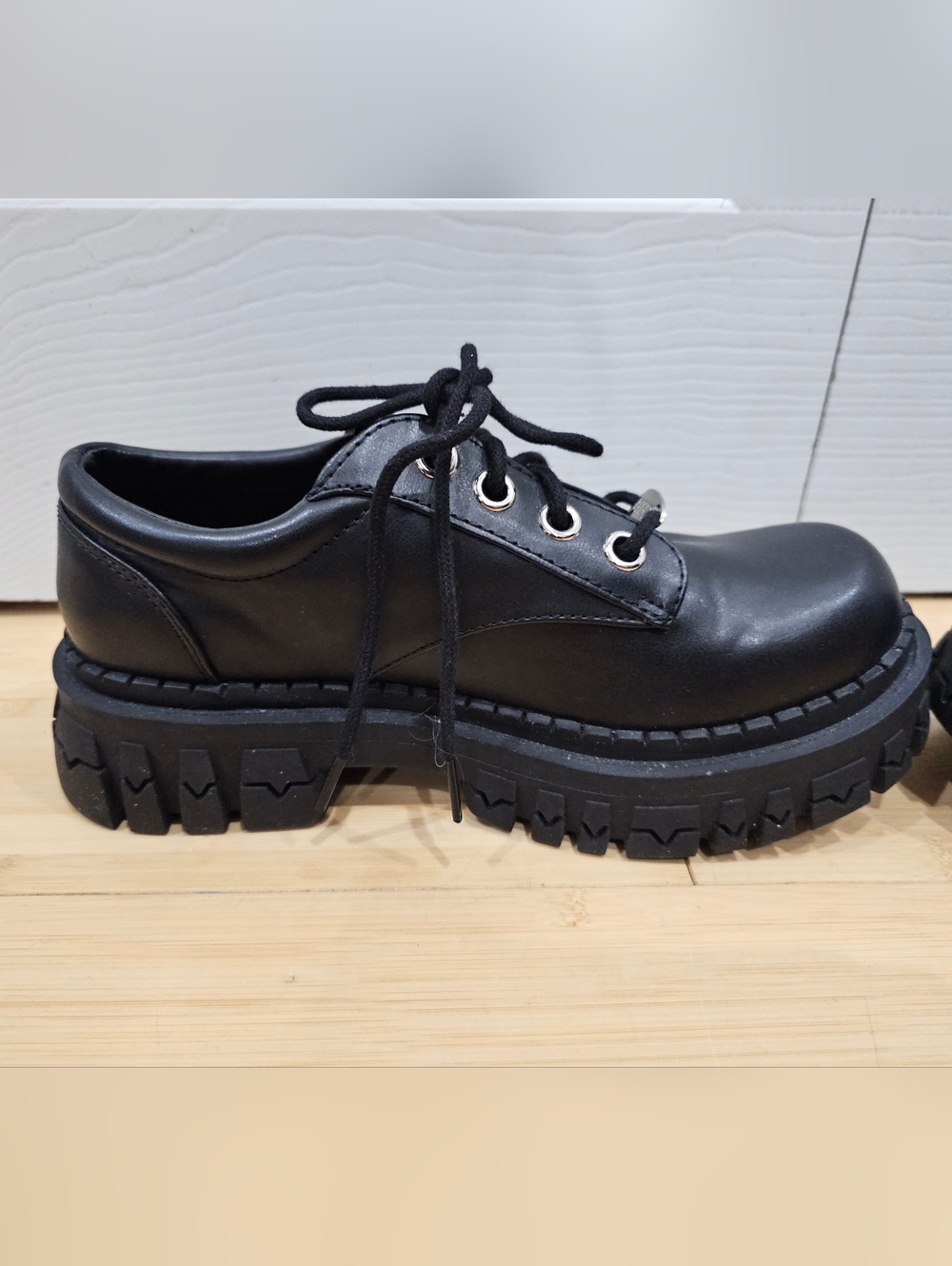 Dolls Kill Delia's Black Corporate Goth Faux Leather Teen Craft Oxford Shoes 8 - Picture 6 of 12